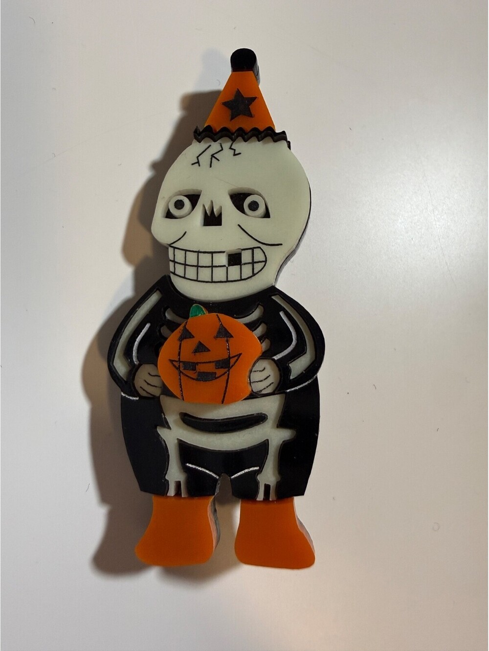 Skeleton Jack O Lantern Brooch Switchblade Maid Pumpkin Halloween Acrylic Pin